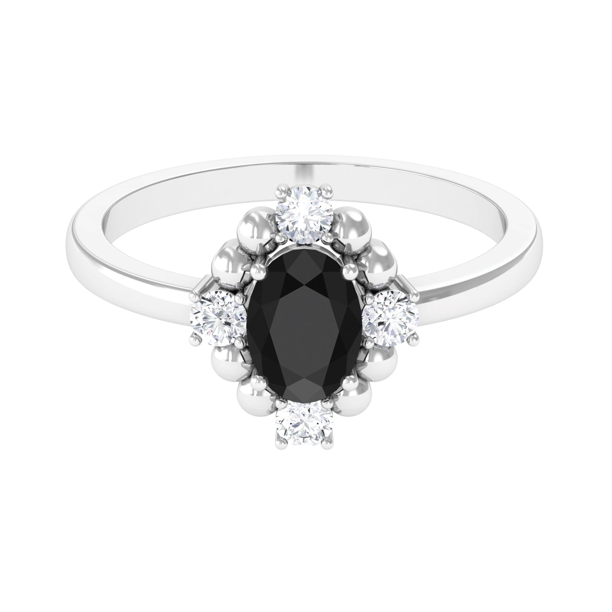 Created Black Diamond Cocktail Engagement Ring Lab Created Black Diamond - ( AAAA ) - Quality - Rosec Jewels