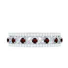 0.5 CT Designer Garnet and Diamond Half Eternity Band Ring Garnet - ( AAA ) - Quality - Rosec Jewels