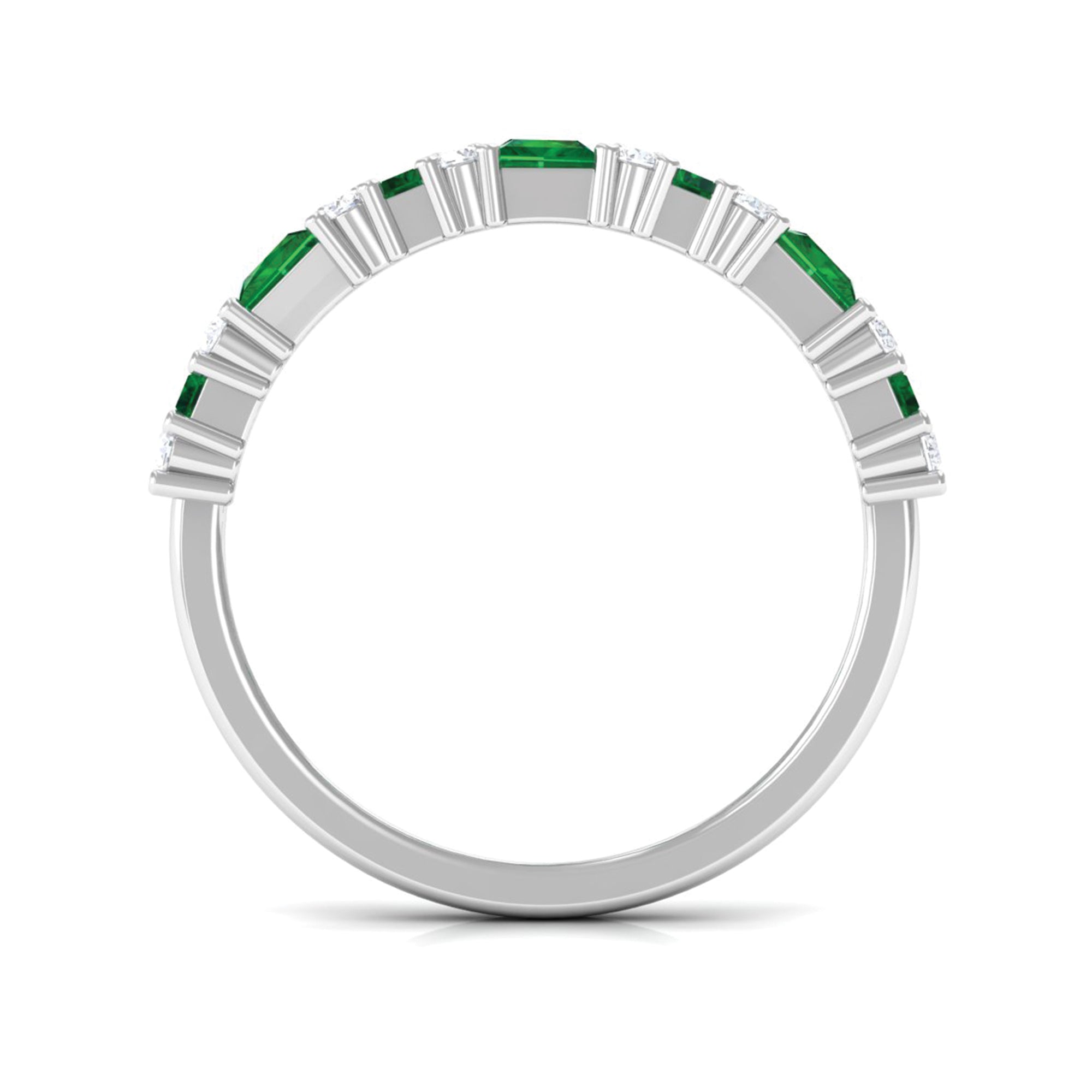 Lab-Created Emerald and Diamond Classic Eternity Band Ring Lab Created Emerald - ( AAAA ) - Quality - Rosec Jewels