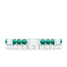 Classic Created Emerald and Moissanite Two Row Eternity Band Ring Lab Created Emerald - ( AAAA ) - Quality - Rosec Jewels