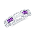 Amethyst and Diamond Geometric Half Eternity Ring Amethyst - ( AAA ) - Quality - Rosec Jewels