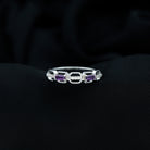 Amethyst and Diamond Geometric Half Eternity Ring Amethyst - ( AAA ) - Quality - Rosec Jewels