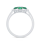 Cocktail Flower Ring with Emerald and Diamond Emerald - ( AAA ) - Quality - Rosec Jewels