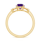 Oval Amethyst Solitaire Ring with Diamond in Split Shank Amethyst - ( AAA ) - Quality - Rosec Jewels