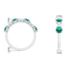 Round Created Emerald and Diamond Alternate Half Eternity Ring Lab Created Emerald - ( AAAA ) - Quality - Rosec Jewels