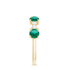 Round Created Emerald and Diamond Alternate Half Eternity Ring Lab Created Emerald - ( AAAA ) - Quality - Rosec Jewels