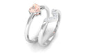 Heart Shape Morganite Solitaire Ring Set with Diamond Morganite - ( AAA ) - Quality - Rosec Jewels