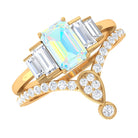 Real Ethiopian Opal and Moissanite Ring Set Ethiopian Opal - ( AAA ) - Quality - Rosec Jewels