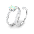 Ethiopian Opal and Diamond Solitaire Ring Set Ethiopian Opal - ( AAA ) - Quality - Rosec Jewels