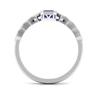 Octagon Cut Solitaire Blue Sapphire and Diamond Engagement Ring Blue Sapphire - ( AAA ) - Quality - Rosec Jewels