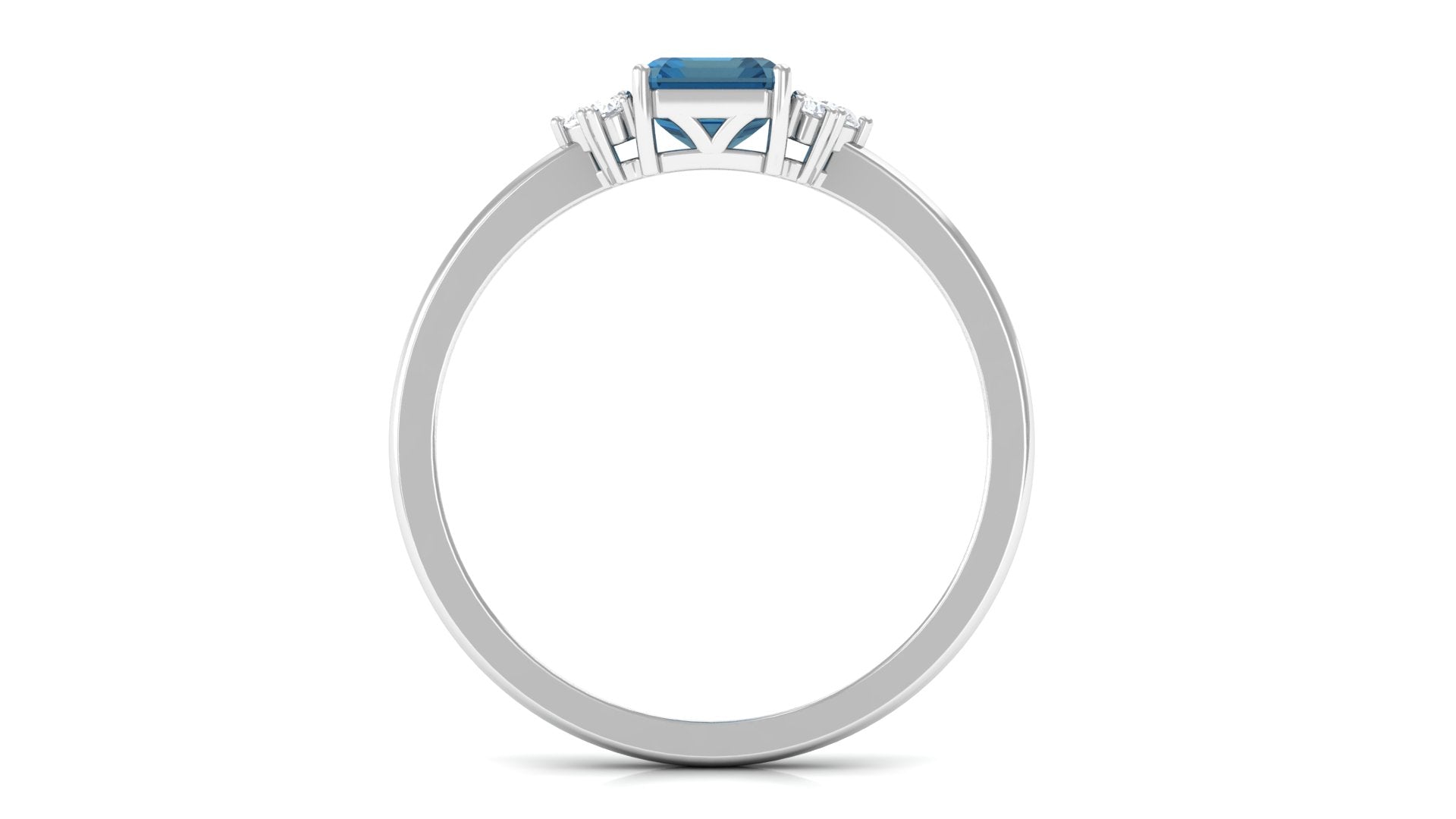 Octagon Cut London Blue Topaz Engagement Ring with Diamond Accent London Blue Topaz - ( AAA ) - Quality - Rosec Jewels