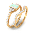 Octagon Cut Ethiopian Opal and Diamond Ring Set Ethiopian Opal - ( AAA ) - Quality - Rosec Jewels