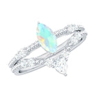 Ethiopian Opal Beaded Ring Set with Moissanite Ethiopian Opal - ( AAA ) - Quality - Rosec Jewels