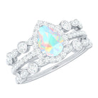 Pear Cut Ethiopian Opal Bridal Trio Ring Set with Moissanite Band Ethiopian Opal - ( AAA ) - Quality - Rosec Jewels