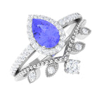 Tanzanite Vintage Teardrop Wedding Ring Set with Diamond Tanzanite - ( AAA ) - Quality - Rosec Jewels