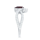 1.75 CT Pear Cut Rhodolite Designer Solitaire Engagement Ring with Crossover Diamond Rhodolite - ( AAA ) - Quality - Rosec Jewels