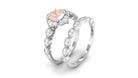 Real Morganite Flower Ring Set with Diamond Morganite - ( AAA ) - Quality - Rosec Jewels