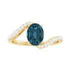 Oval Cut London Blue Topaz Solitaire Bypass Ring with Diamond London Blue Topaz - ( AAA ) - Quality - Rosec Jewels