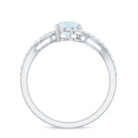 Oval Cut Solitaire Moonstone and Diamond Bypass Ring Moonstone - ( AAA ) - Quality - Rosec Jewels