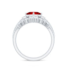3.25 CT Designer Created Ruby and Moissanite Wedding Ring Set Lab Created Ruby - ( AAAA ) - Quality - Rosec Jewels