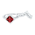 3.25 CT Designer Created Ruby and Moissanite Wedding Ring Set Lab Created Ruby - ( AAAA ) - Quality - Rosec Jewels