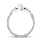 2 CT Heart Shape Sky Blue Topaz Ring Set with Moissanite Sky Blue Topaz - ( AAA ) - Quality - Rosec Jewels