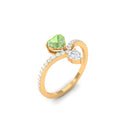 Heart Green Sapphire Designer Engagement Ring with Diamond Accent Green Sapphire - ( AAA ) - Quality - Rosec Jewels