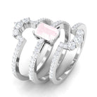 Octagon Cut Rose Quartz Solitaire Ring Set with Moissanite Rose Quartz - ( AAA ) - Quality - Rosec Jewels