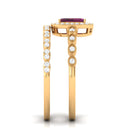 1.25 CT Emerald Cut Rhodolite and Diamond Designer Ring Set Rhodolite - ( AAA ) - Quality - Rosec Jewels