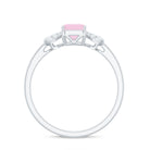 Octagon Cut Rose Quartz and Diamond Solitaire Engagement Ring Rose Quartz - ( AAA ) - Quality - Rosec Jewels