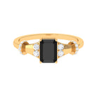 Rosec Jewels-Emerald Cut Black Onyx Solitaire Ring with Moissanite