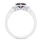 1 CT Princess Cut Rhodolite Promise Ring with Diamond Trio Rhodolite - ( AAA ) - Quality - Rosec Jewels