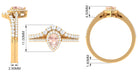 Morganite Designer Teardrop Ring Set with Diamond Halo Morganite - ( AAA ) - Quality - Rosec Jewels