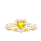 Yellow Sapphire Heart Engagement Ring with Diamond Halo Yellow Sapphire - ( AAA ) - Quality - Rosec Jewels