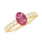 1.5 CT Oval Pink Tourmaline Solitaire Engagement Ring with Diamond Pink Tourmaline - ( AAA ) - Quality - Rosec Jewels