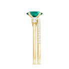 Oval Created Emerald Solitaire Ring Set with Diamond Lab Created Emerald - ( AAAA ) - Quality - Rosec Jewels