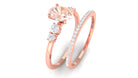 Oval Morganite Solitaire Ring Set with Diamond Morganite - ( AAA ) - Quality - Rosec Jewels