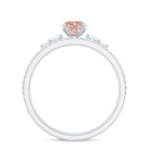 Oval Morganite Solitaire Ring Set with Diamond Morganite - ( AAA ) - Quality - Rosec Jewels