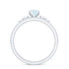 Oval Moonstone Solitaire Ring Set with Diamond Moonstone - ( AAA ) - Quality - Rosec Jewels