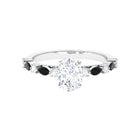 Moissanite Solitaire and Black Spinel Engagement Ring in Claw Setting Black Spinel - ( AAA ) - Quality - Rosec Jewels