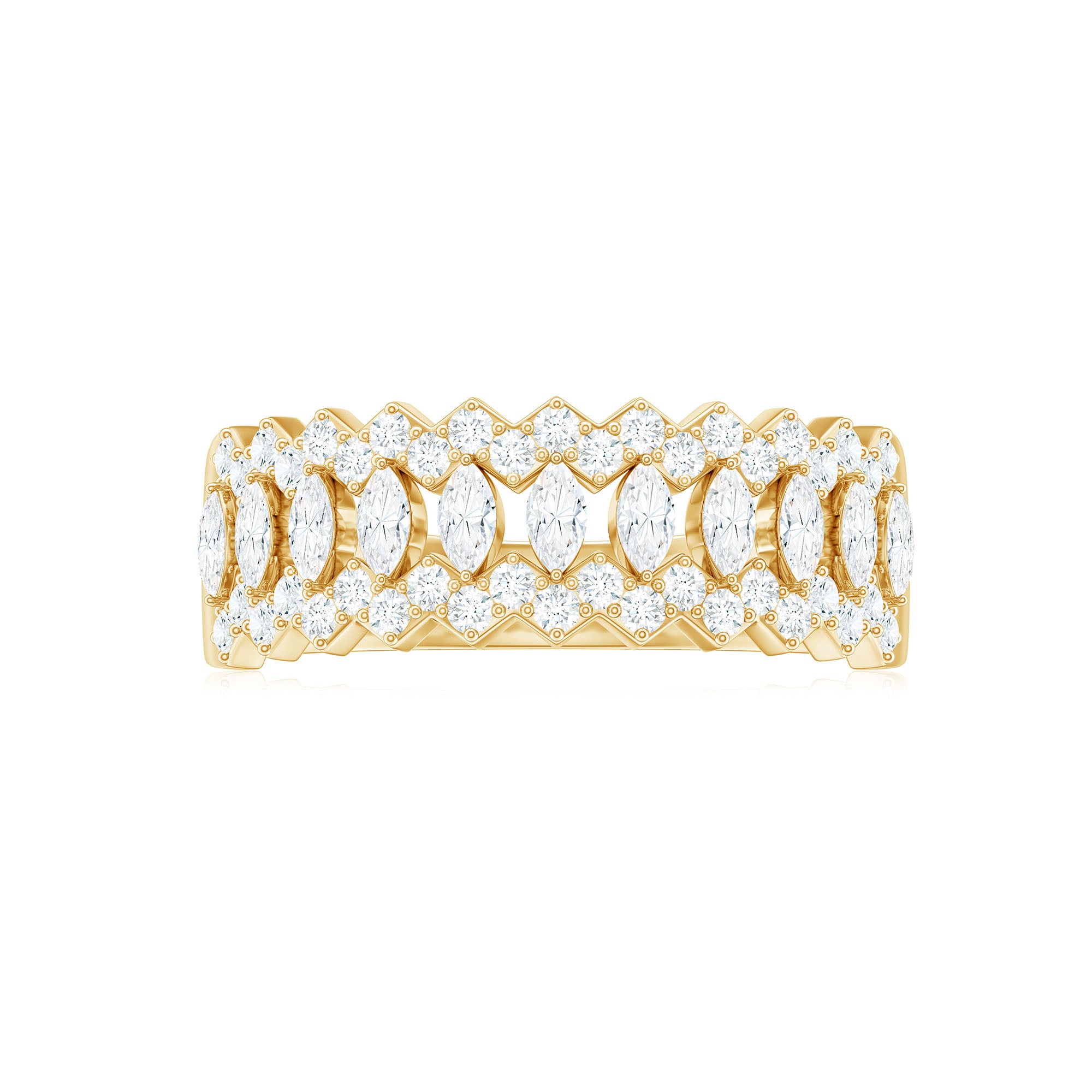 1 CT Certified Moissanite Designer Wide Half Eternity Band Ring Moissanite - ( D-VS1 ) - Color and Clarity - Rosec Jewels