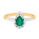 Pear Shaped Emerald Cocktail Ring with Diamond Emerald - ( AAA ) - Quality - Rosec Jewels