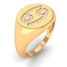 Certified CZ Cancer Zodiac Signet Ring Zircon - ( AAAA ) - Quality - Rosec Jewels