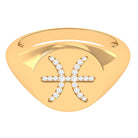 Certified Cubic Zirconia Pisces Zodiac Signet Ring Zircon - ( AAAA ) - Quality - Rosec Jewels