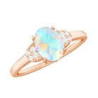 1.25 CT Oval Cut Ethiopian Opal Engagement Ring with Moissanite Collar Ethiopian Opal - ( AAA ) - Quality - Rosec Jewels