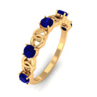 1 CT Round Blue Sapphire Gold Interlock Half Eternity Ring Blue Sapphire - ( AAA ) - Quality - Rosec Jewels