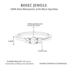 1/2 CT Bright Moissanite 3 Stone Ring for Women Moissanite - ( D-VS1 ) - Color and Clarity - Rosec Jewels