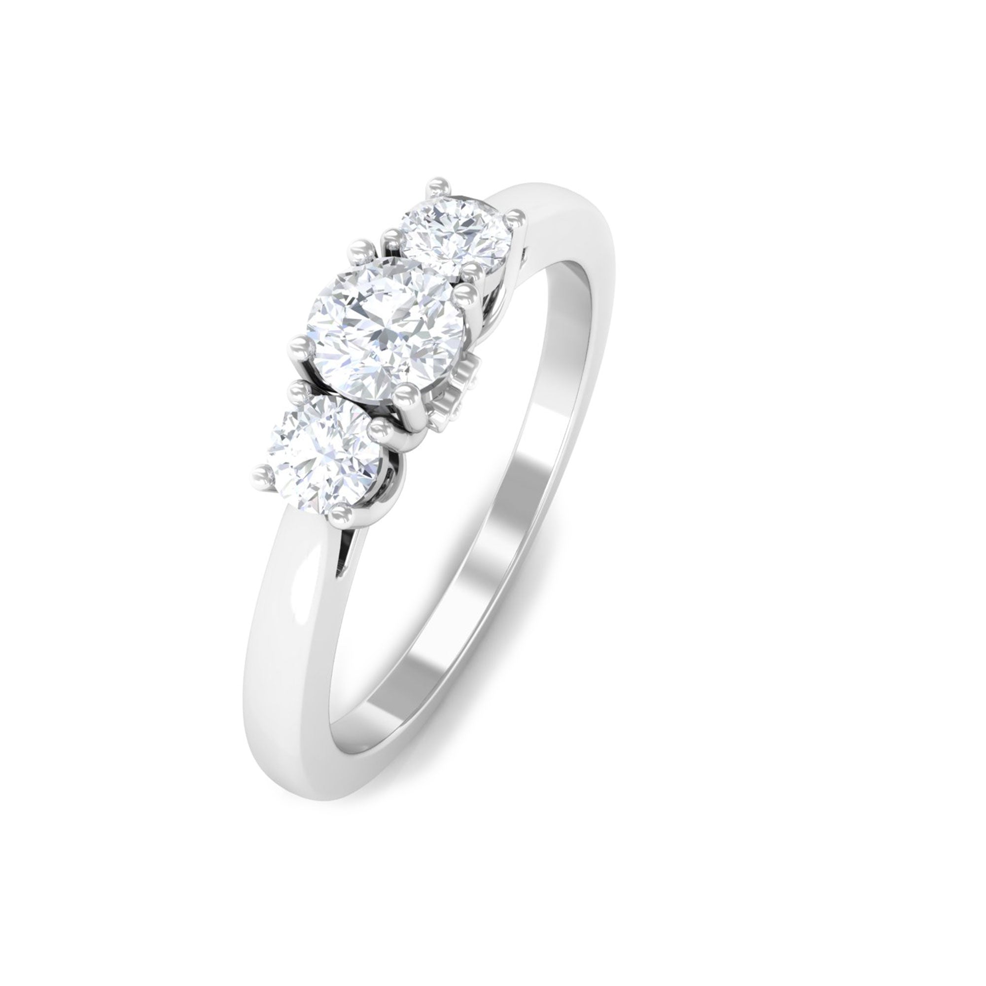 1/2 CT Bright Moissanite 3 Stone Ring for Women Moissanite - ( D-VS1 ) - Color and Clarity - Rosec Jewels