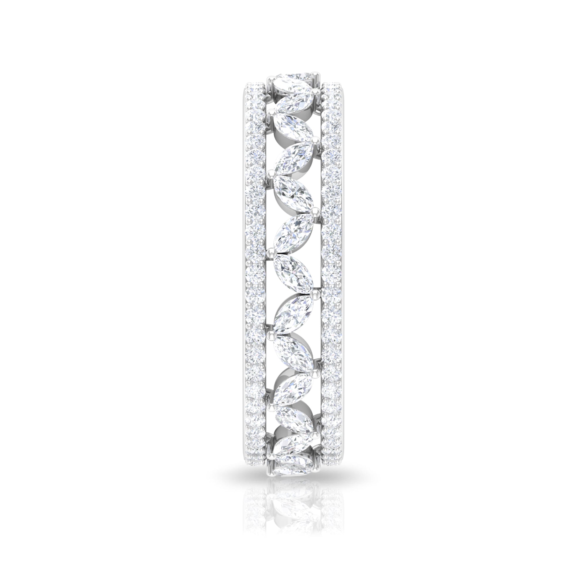 Certified Marquise Moissanite Wedding Band Moissanite - ( D-VS1 ) - Color and Clarity - Rosec Jewels