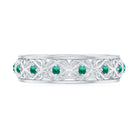 Vintage Inspired Created Emerald Celtic Knot Full Eternity Band Ring in Gold Lab Created Emerald - ( AAAA ) - Quality - Rosec Jewels